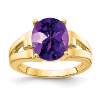 14K Yellow Gold 11x9mm Oval Amethyst Ring view 1
