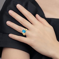 14K 11x9mm Oval Blue Topaz Ring view 3