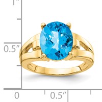 14K 11x9mm Oval Blue Topaz Ring view 2