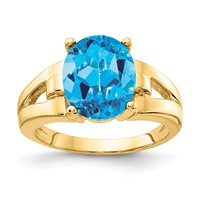14K 11x9mm Oval Blue Topaz Ring view 1