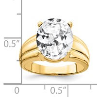 14K Yellow Gold 12x10mm Oval Cubic Zirconia Ring view 2
