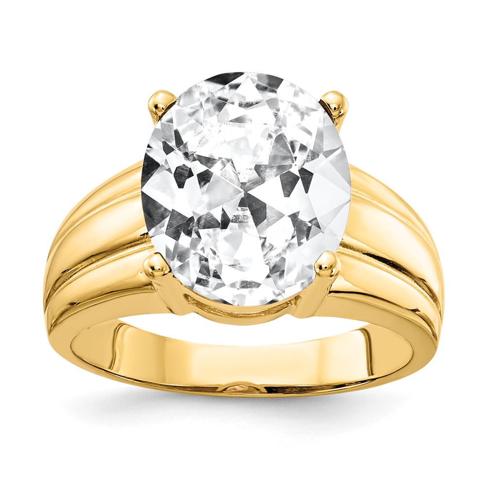 14K Yellow Gold 12x10mm Oval Cubic Zirconia Ring
