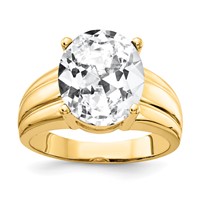 14K Yellow Gold 12x10mm Oval Cubic Zirconia Ring view 1