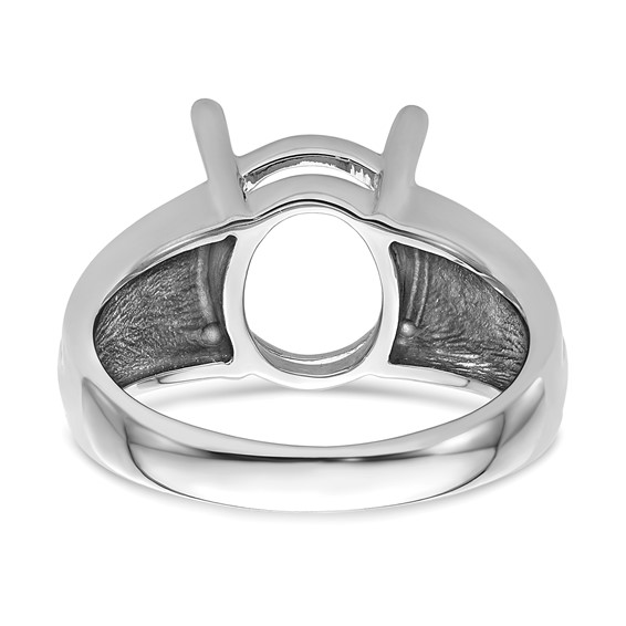 14k White Gold Holds 12x10mm Oval Gemstone Ring Mounting