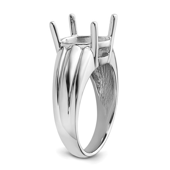 14k White Gold Holds 12x10mm Oval Gemstone Ring Mounting