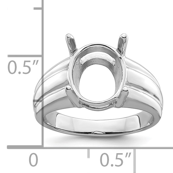 14k White Gold Holds 12x10mm Oval Gemstone Ring Mounting