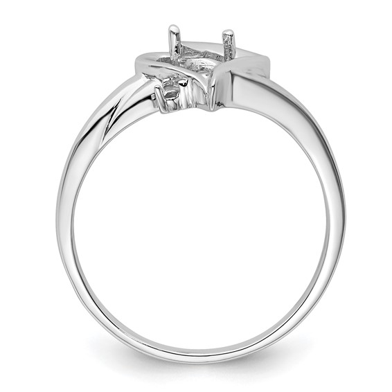 14k White Gold Holds 1-1.3mm Round and 1-6x4mm Pear Gemstone Heart Ring Mounting