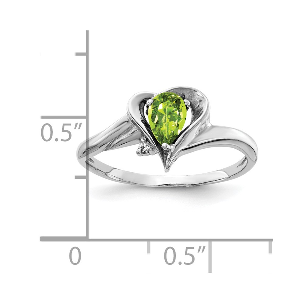 14k White Gold 6x4mm Pear Peridot AA Diamond ring (Y4560PE/AA)