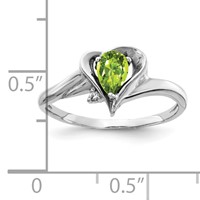 14K White Gold 6x4mm Pear Peridot and AA Diamond Ring view 2