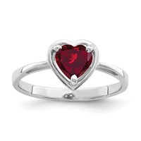 14K White Gold 6mm Heart Lab-Created Ruby Ring view 1