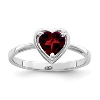 14K White Gold 6mm Heart Garnet Ring view 1