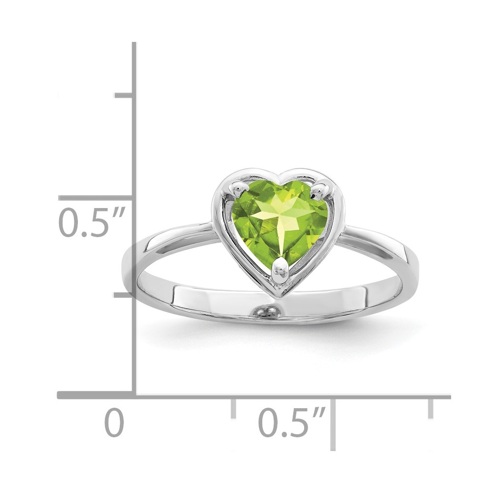 14k White Gold 6mm Heart Peridot ring (Y4563PE)
