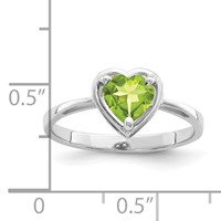 14K White Gold 6mm Heart Peridot Ring view 2
