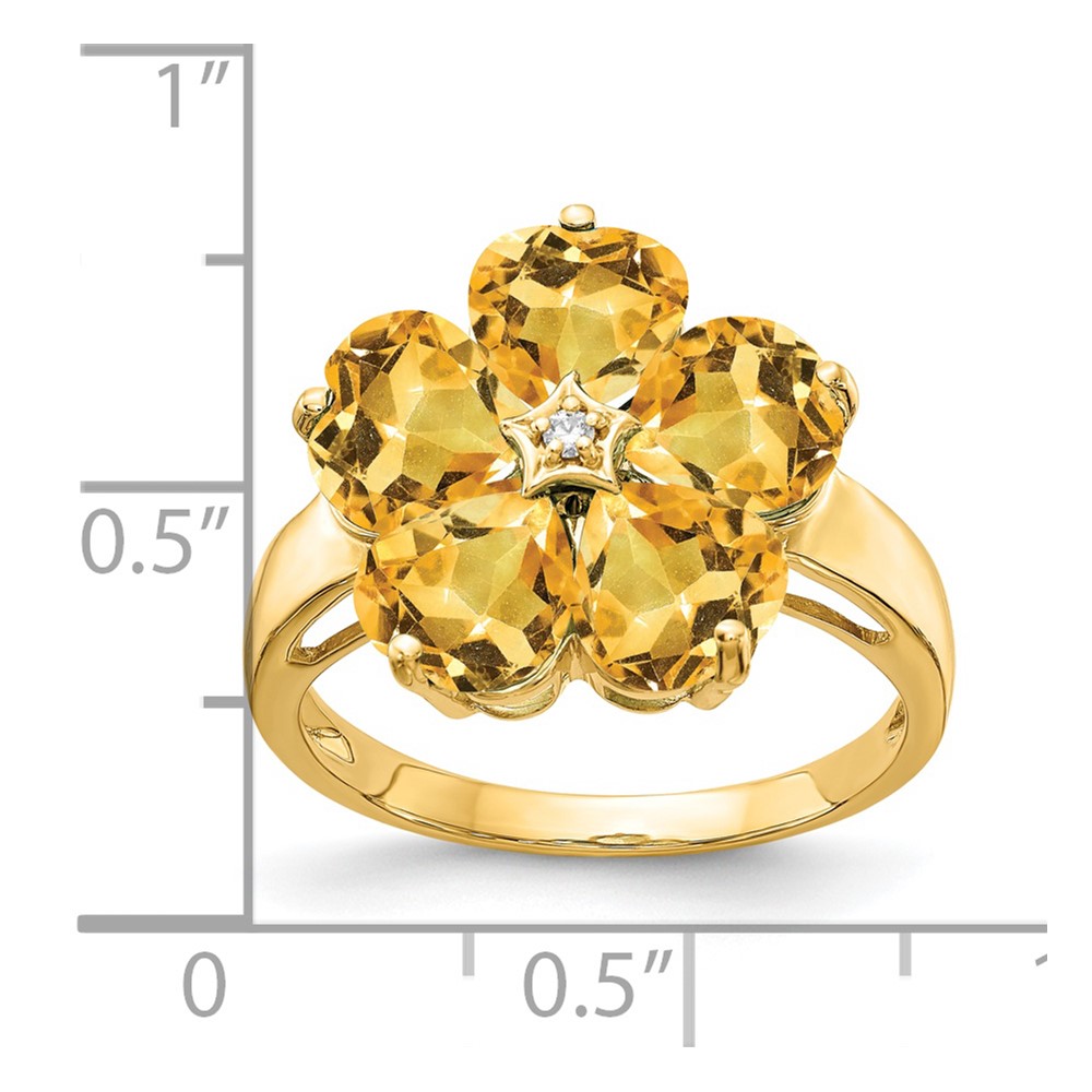 14k 6mm Heart Citrine AA Diamond ring (Y4583CI/AA)