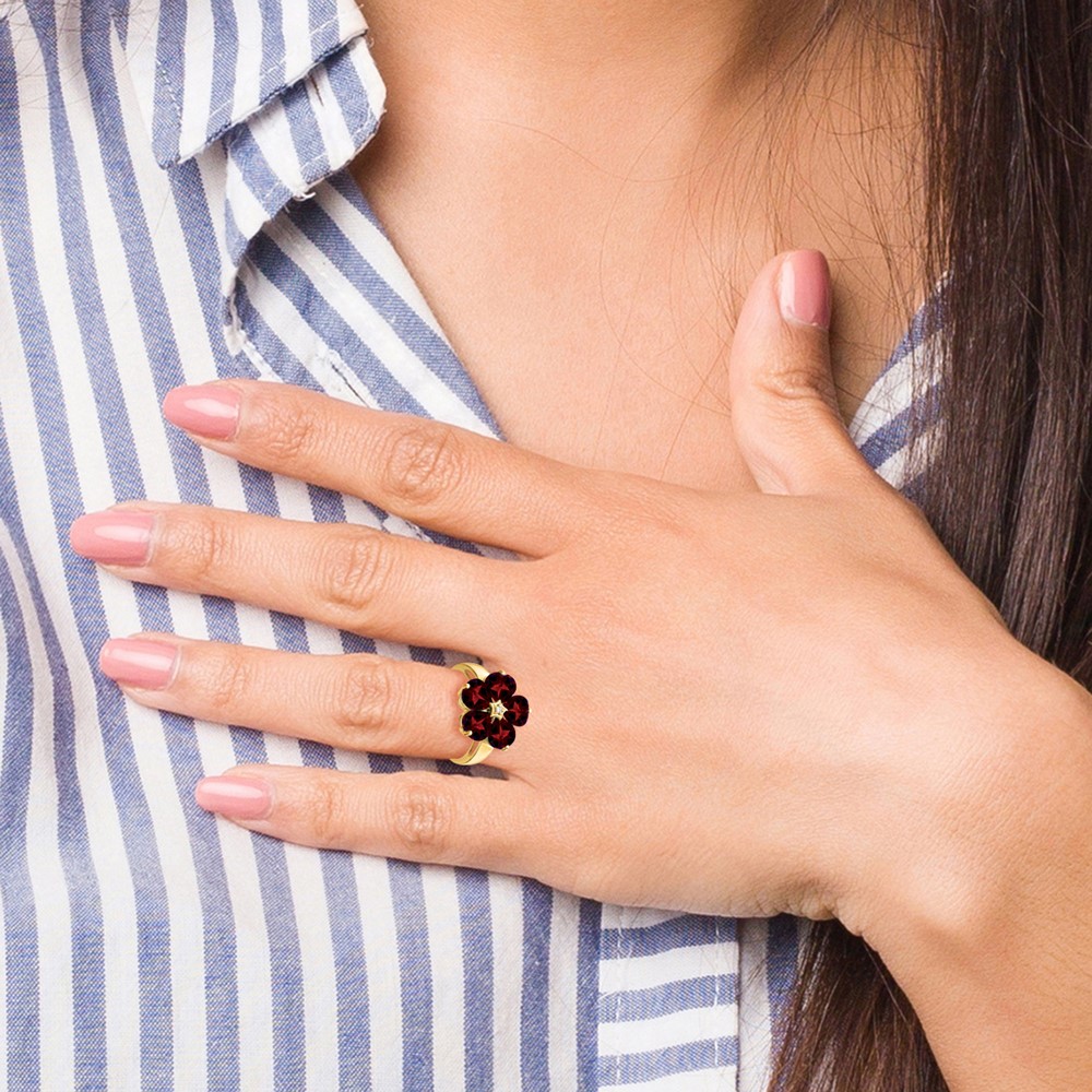 14k 6mm Heart Garnet AA Diamond ring (Y4583GA/AA)