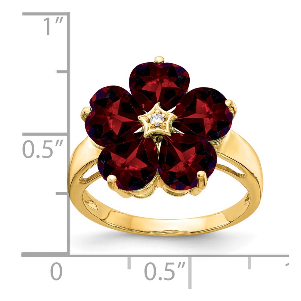 14k 6mm Heart Garnet AA Diamond ring (Y4583GA/AA)