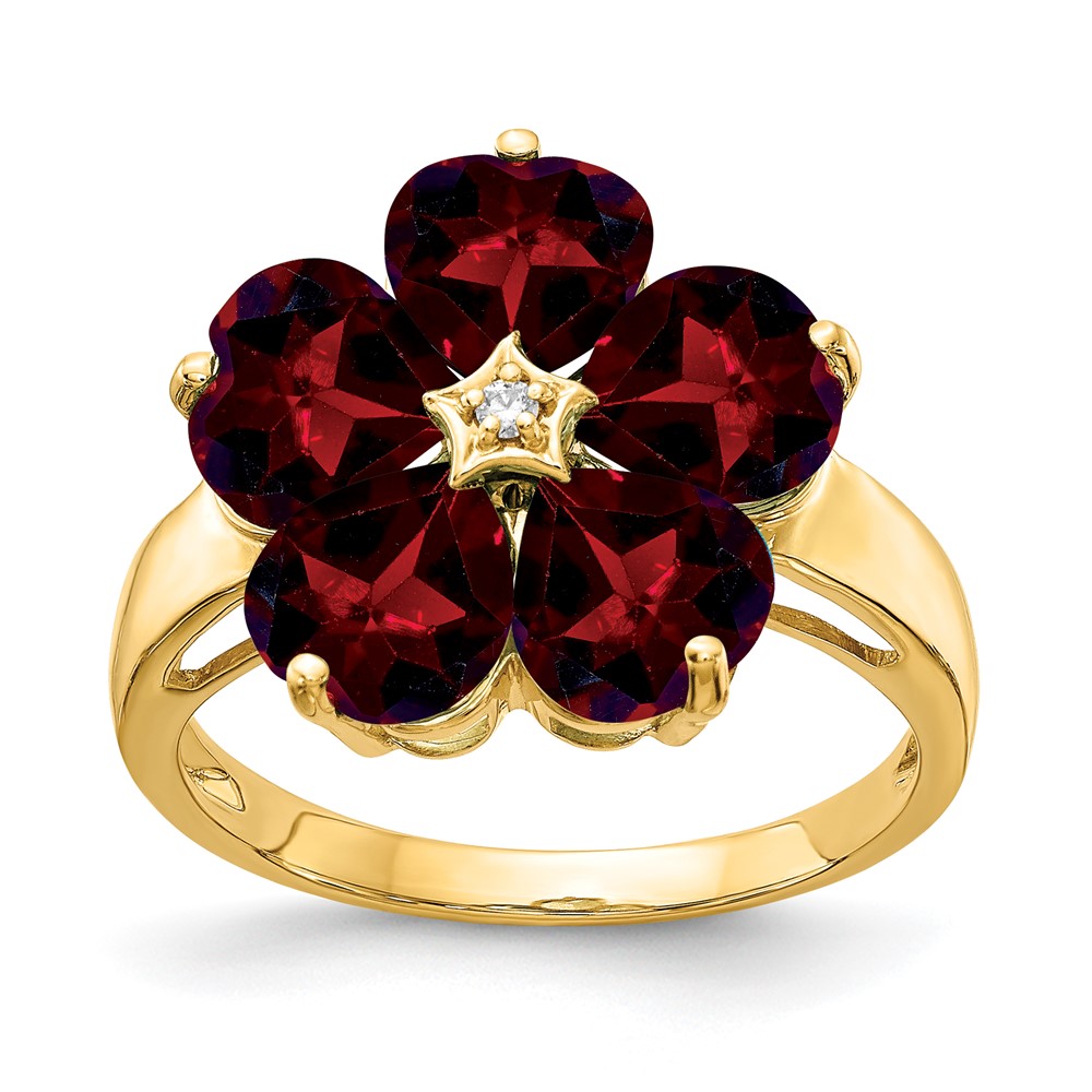 14k 6mm Heart Garnet AA Diamond ring (Y4583GA/AA)