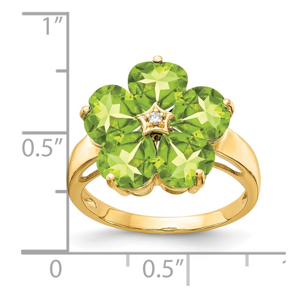 14k 6mm Heart Peridot AA Diamond ring (Y4583PE/AA)
