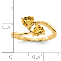 14K 5mm Yellow Gold Heart Citrine 2-Stone Ring view 2