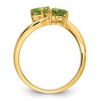 14K 5mm Heart Peridot 2-Stone Ring view 2