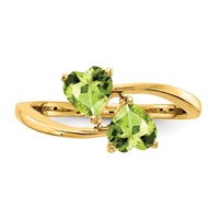 14K 5mm Heart Peridot 2-Stone Ring view 5