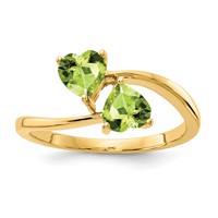 14K 5mm Heart Peridot 2-Stone Ring view 1