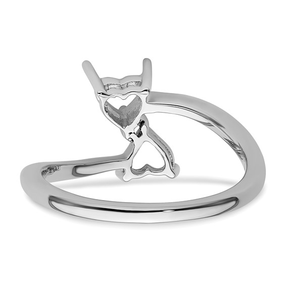 14k White Gold Holds 2-5mm Heart Gemstone Ring Mounting