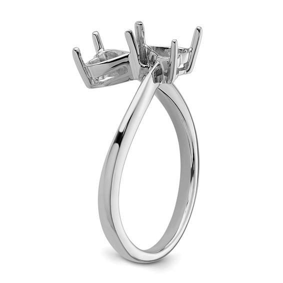 14k White Gold Holds 2-5mm Heart Gemstone Ring Mounting