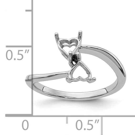 14k White Gold Holds 2-5mm Heart Gemstone Ring Mounting