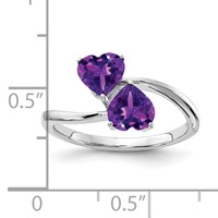 14K White Gold 5mm Heart Amethyst 2-Stone Ring view 2