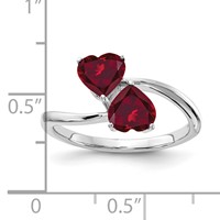 14K White Gold 5mm Heart Lab-Created Ruby 2-Stone Ring view 2