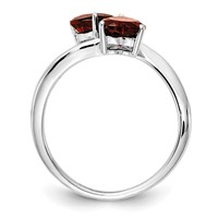 14K White Gold 5mm Heart Garnet 2-Stone Ring view 2