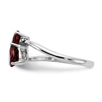 14K White Gold 5mm Heart Garnet 2-Stone Ring view 4