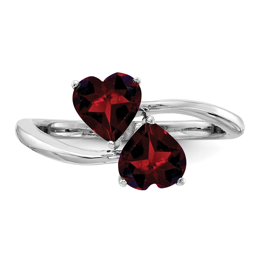 14k White Gold 5mm Heart Garnet ring (Y4585GA)