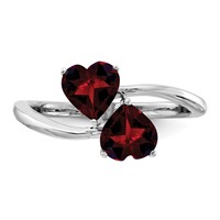 14K White Gold 5mm Heart Garnet 2-Stone Ring view 5