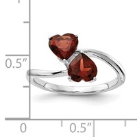14K White Gold 5mm Heart Garnet 2-Stone Ring view 3