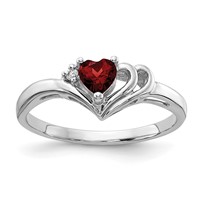 14K White Gold Holds 1-1.4mm Diamond and 4mm Heart Gemstone Ring Mounting view 1