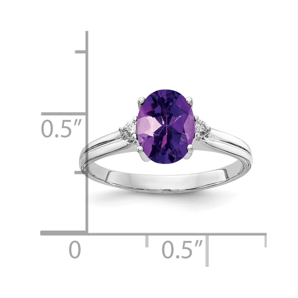 14k White Gold 8x6mm Oval Amethyst AA Diamond ring (Y4600AM/AA)