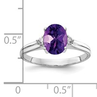 14K White Gold 8x6mm Oval Amethyst and a Diamond Ring view 2