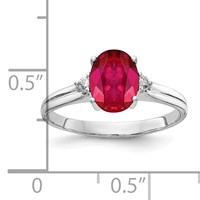 14K White Gold 8x6mm Oval Ruby a Diamond Ring view 2