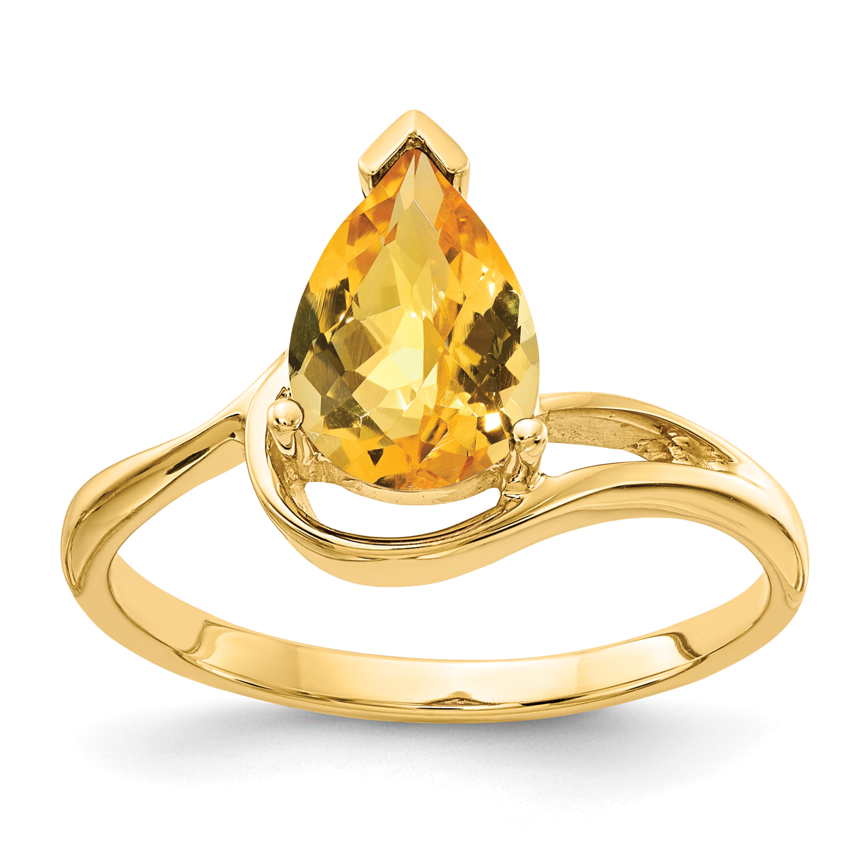 14k 9x6mm Pear Citrine Checker ring (Y4616CC)