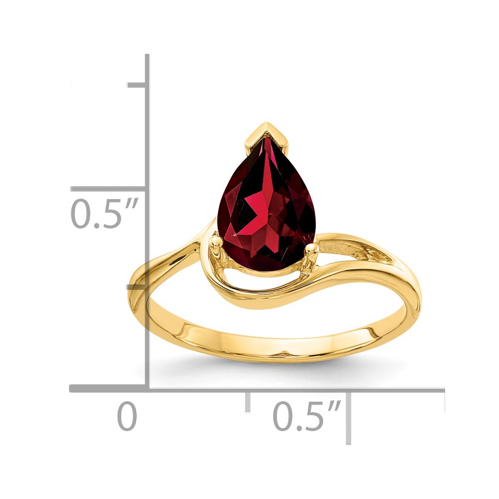 14k 9x6mm Pear Garnet ring (Y4616GA)