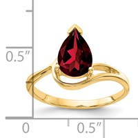 14K Yellow Gold 9x 6mm Pear Garnet Ring view 2