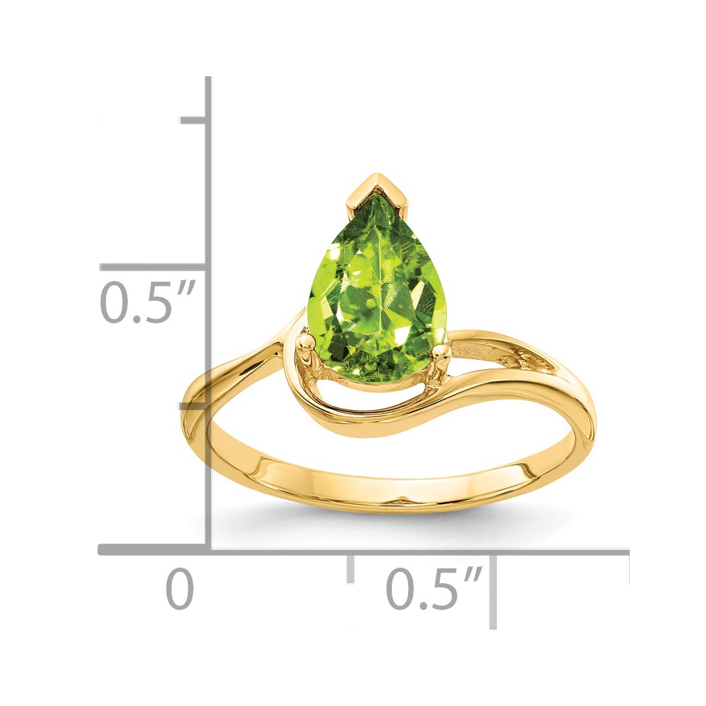 14k 9x6mm Pear Peridot ring (Y4616PE)