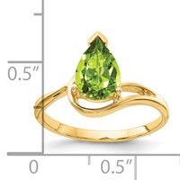 14K Yellow Gold 9x 6mm Pear Peridot Ring view 2