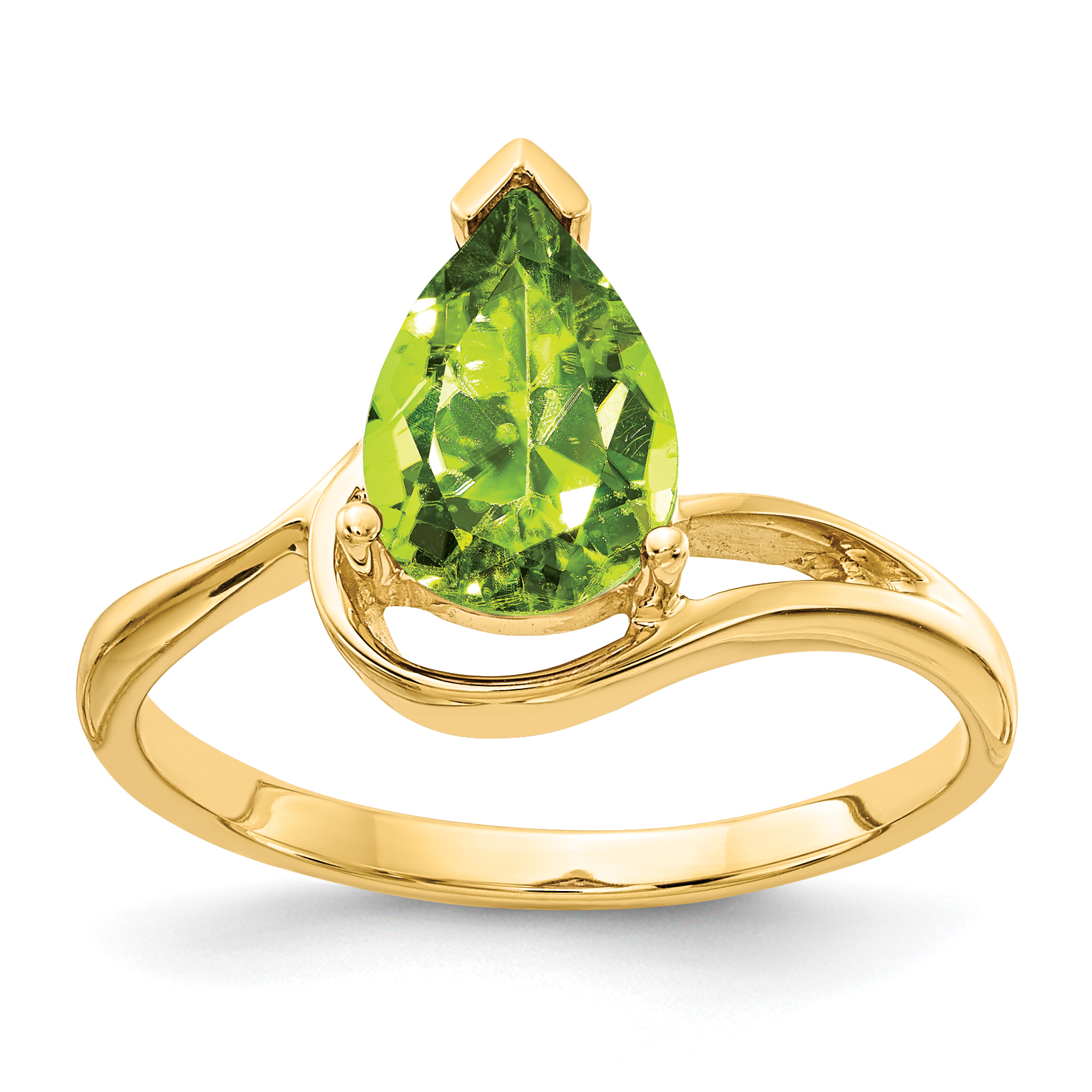 14k 9x6mm Pear Peridot ring (Y4616PE)