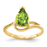14K Yellow Gold 9x 6mm Pear Peridot Ring view 1