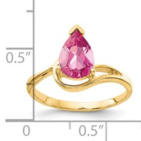 14K Yellow Gold 9x 6mm Pear-Shaped Pink Tourmaline Ring view 2