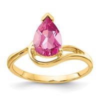 14K Yellow Gold 9x 6mm Pear-Shaped Pink Tourmaline Ring view 1