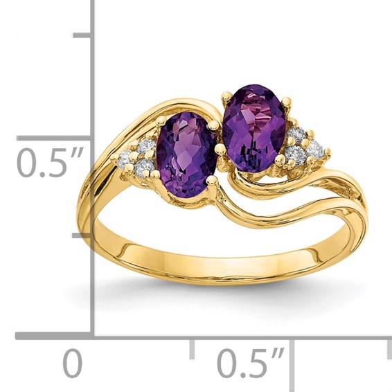 14k Oval Gemstone & Diamond rings